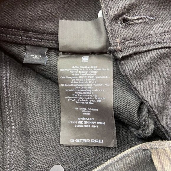 G-star Raw Lynn fit jeans faux leather mid rise skinny glitter slander black 24 - Picture 11 of 14